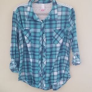 Flannel with lace button up